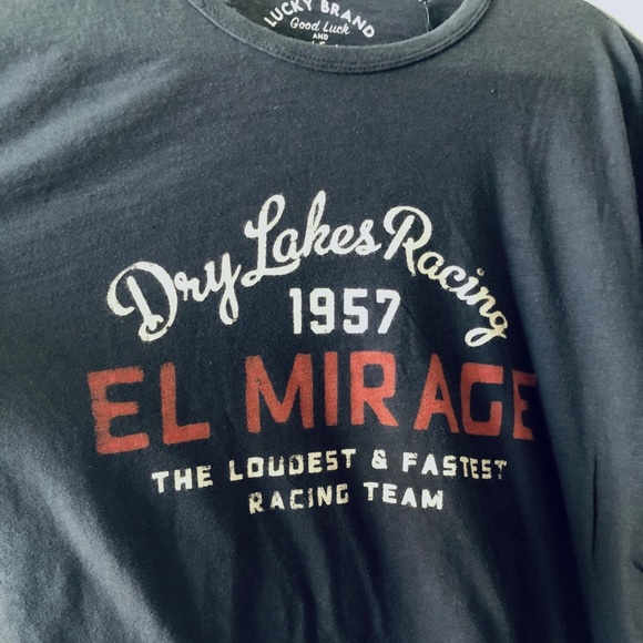 Lucky Brand SOFT faded blue racing tshirt NWT Med - Picture 2 of 5